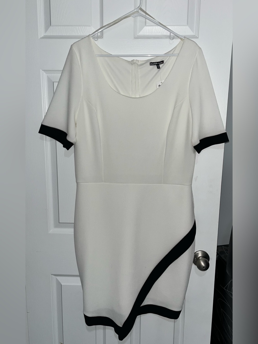 Charlotte Russe White Midi Dress with Black Trim